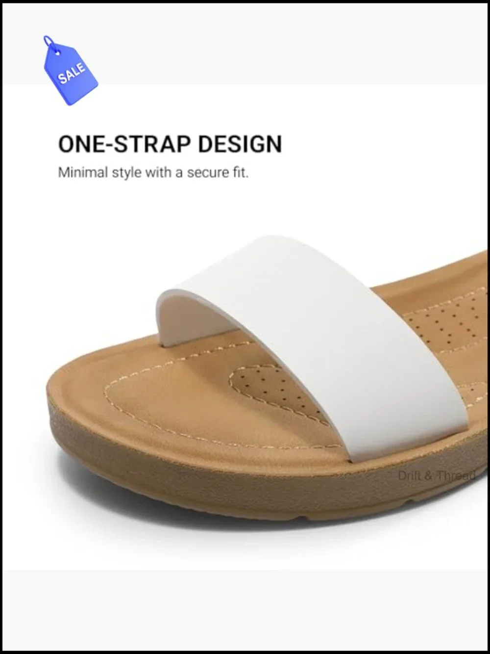 One Band Ankle Strap Buckle Flat Sandals Open Toe Slide Lightweight